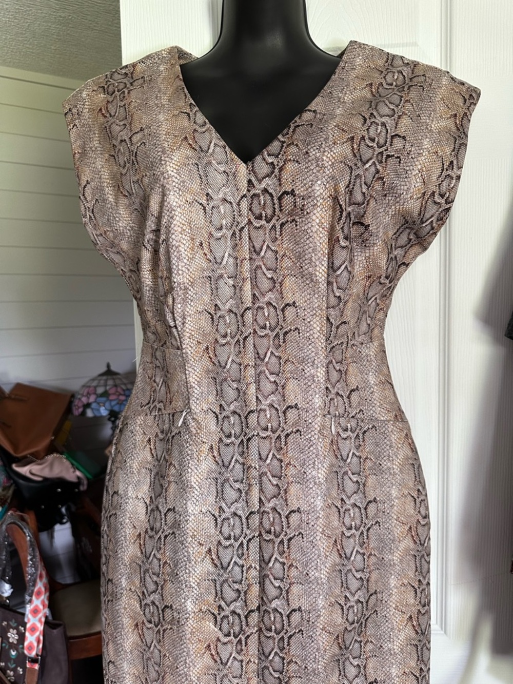 Ark & Co sleeveless dress w/realistic snake-print pattern. Small w/pockets